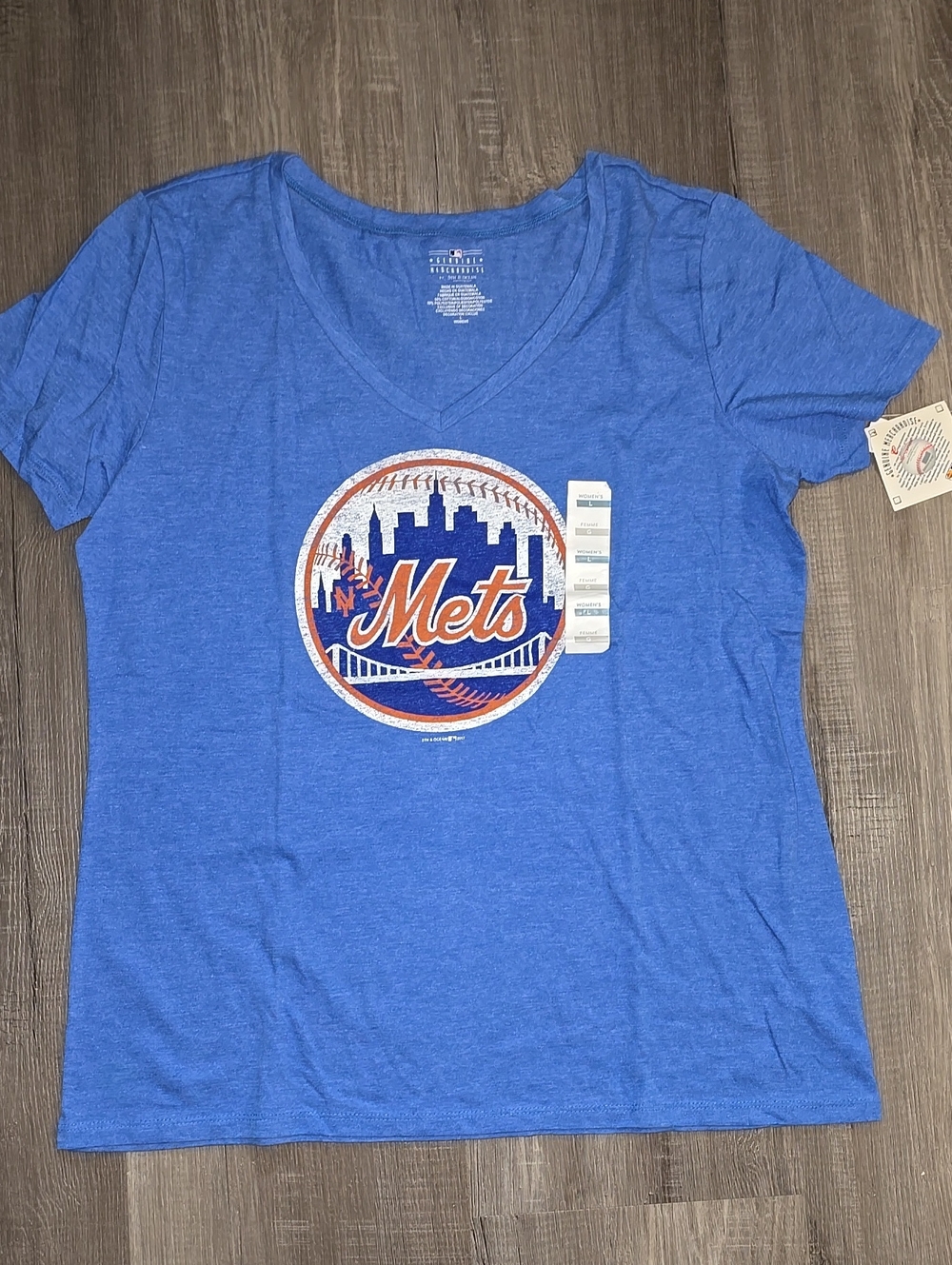 New York Mets Women's Blue V-Neck T-Shirt